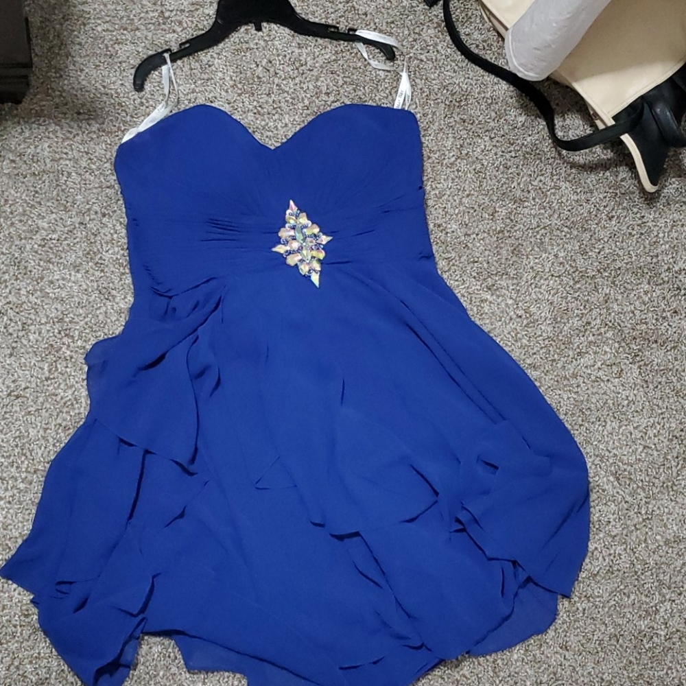 StarBox Short Chiffon Dress with Rhinestone Center